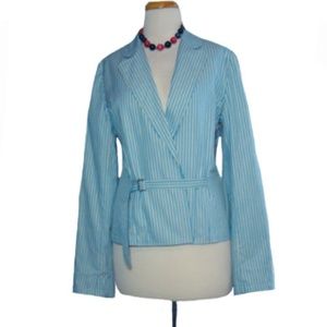 Jacket Blazer Express Blue Cotton Stripes $88